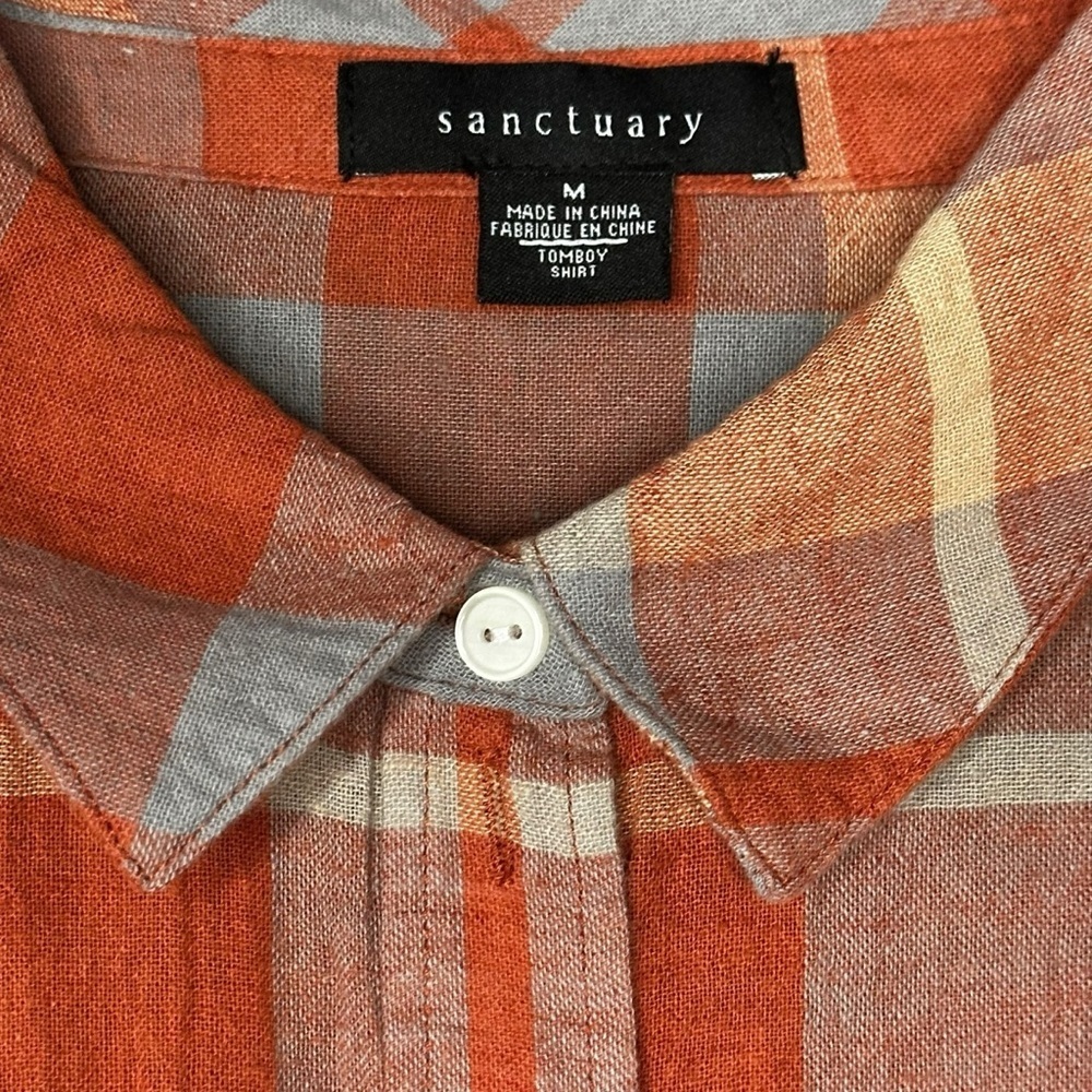 Sanctuary Plaid Buttondown Shirt Size Medium - Picture 10 of 11